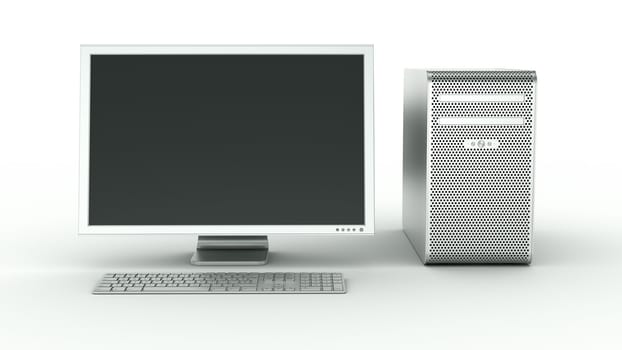 3d rendering of a stylish computer in aluminum
