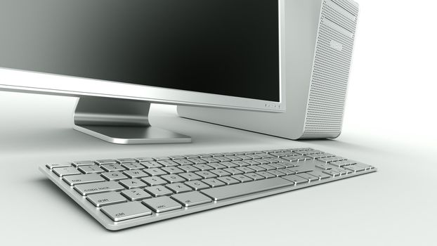 3d rendering of a stylish computer in aluminum
