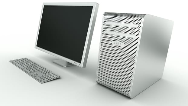 3d rendering of a stylish computer in aluminum
