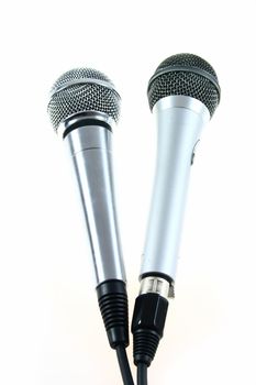 two different microphones on white background