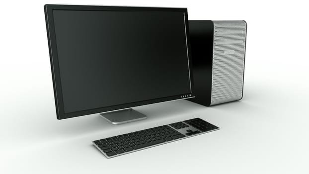 3d rendering of a stylish computer in black plastic