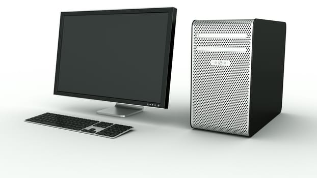 3d rendering of a stylish computer in black plastic