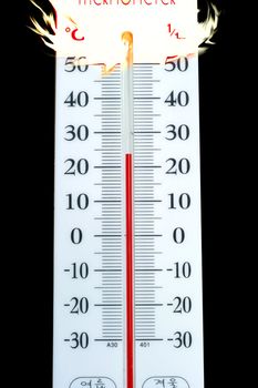 Mercury Rising - thermometer catch fire in the end , abstract of temperature rising.