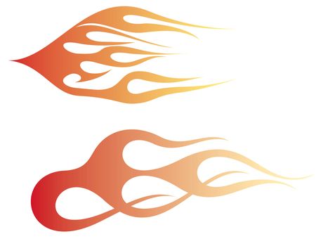 Two orange and yellow flames. Illustration.