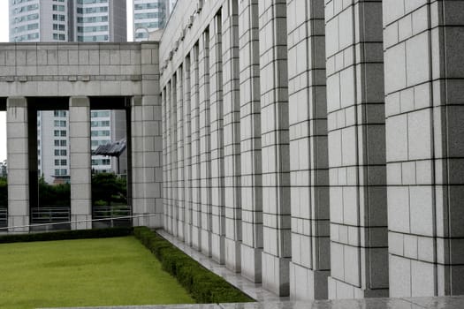 Buliding column in perspective - war memorial building in Korea