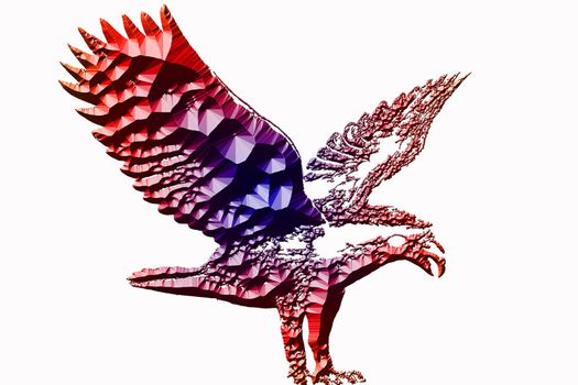 Corroded Statue Eagle Illustration in 3d high resolution