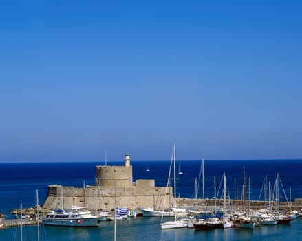 The harbour of Rhodes Greece old town
