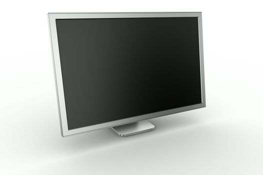 3d rendering of an aluminum monitor on white background