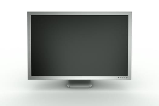 3d rendering of an aluminum monitor on white background