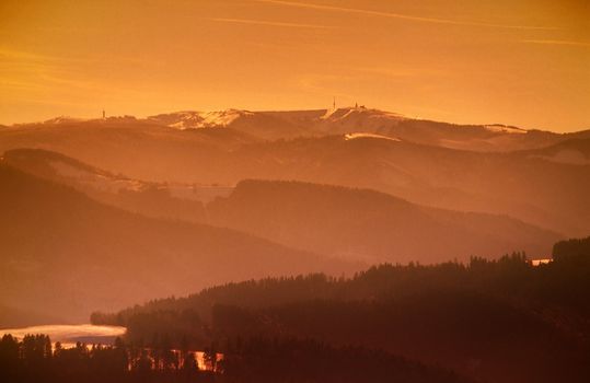 Montains with feldberg in the black forest germany