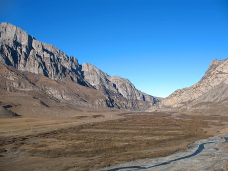 Gorge in mountains of Northern Caucasus, Russia .