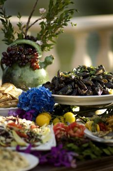 Image of a gorgeous display of food on a decorative table