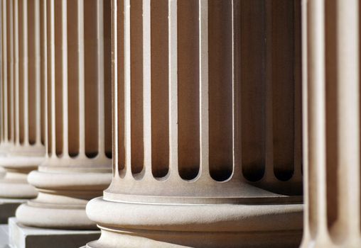 Classical Sandstone Columns In A Row, Pillars, Architecture