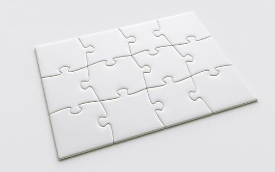 3d rendering of a puzzle game with blank pieces