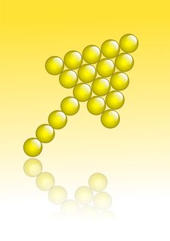 Pointer from volumetric spheres of yellow color