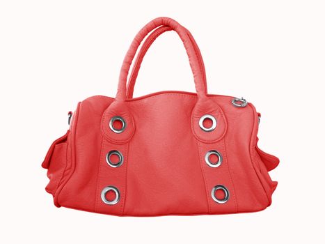Modern red female bag on a white background