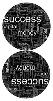 Illustration with different economic terms in black and white