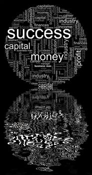 Illustration with different economic terms in black and white