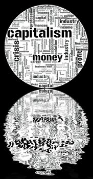 Illustration with different economic terms in black and white