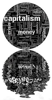 Illustration with different economic terms in black and white