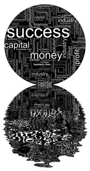 Illustration with different economic terms in black and white