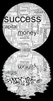 Illustration with different economic terms in black and white