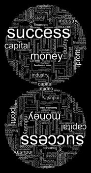 Illustration with different economic terms in black and white