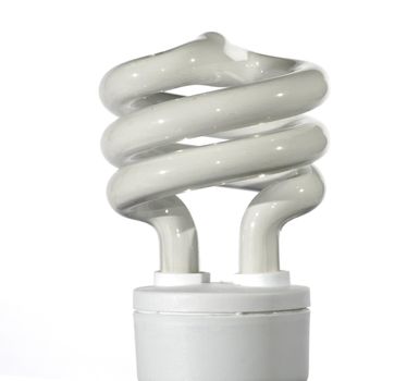 Spiral Energy Saving Light Bulb On A White Background