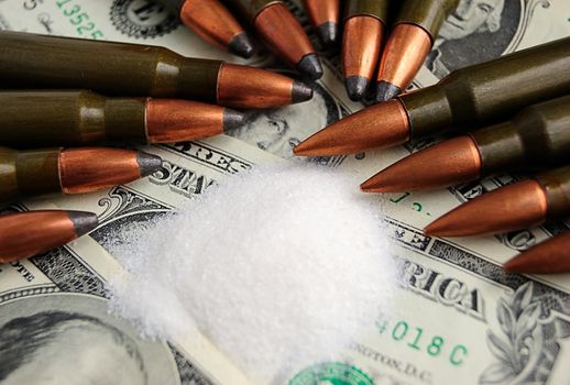shells, dollars, narcotics - danger crime things