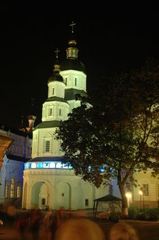 Assumption Cathedra at night; Ukraine, Kharkov