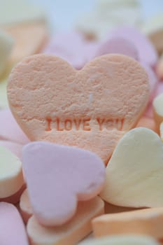 Valentine candy heart with I love you text