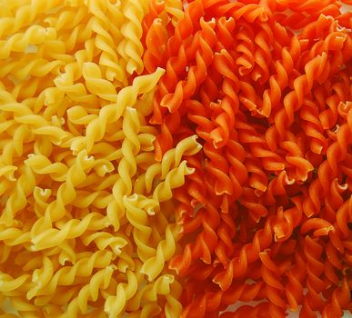 colored pasta or colored noodles redy for cooking