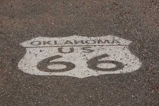 Route 66 shield painted on the old highway