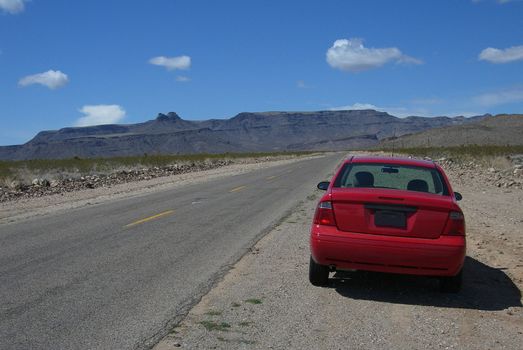 Car rests on the Mother Road near Oatman, Arizona