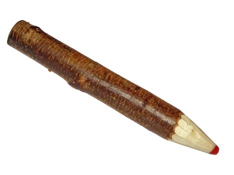 Red pencil from a natural birch branch