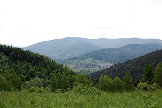 small village in mountains in Poland