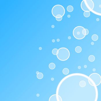 blue water bubble illustration with copyspace or for background