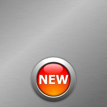 red new button on metal a background