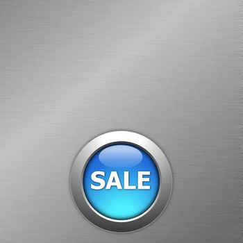 blue sale button on a metal background