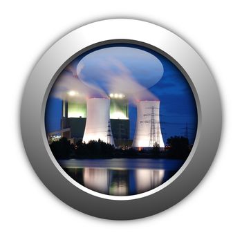 industry button showing pollution or industrial production concept