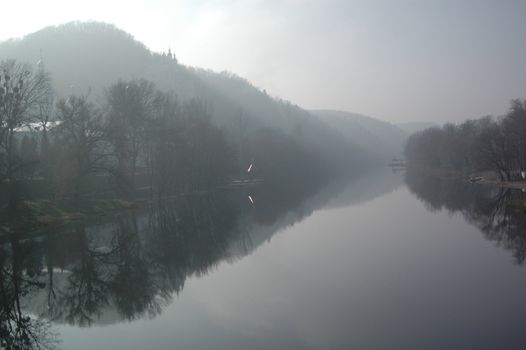 Fog and river, Ukraine, Slavyanogorsk