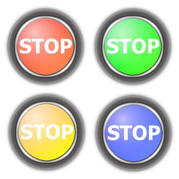 stop button collection isolated on white background