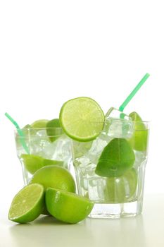 cocktail drink with lime like Caipirinha or mojito