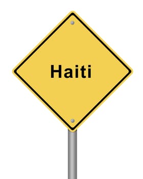 blank yellow Haiti warning sign on white background