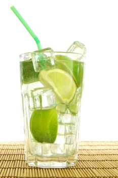 fresh mojito with lemon on white background