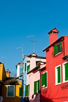 colorful houses of Burano Island (Venice), Italy