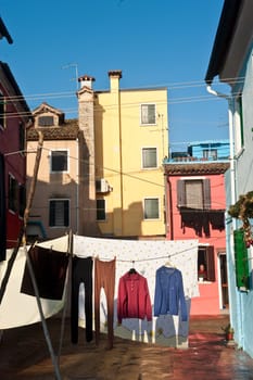 colorful houses of Burano Island (Venice), Italy