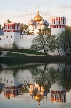 Novodevichy convent in the early morning (view from the lake)