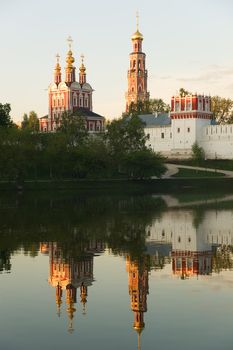 Novodevichy convent in the early morning (view from the lake)