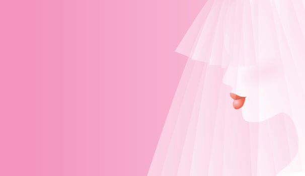 A blushing bride on a pink background - great for an invitation or card